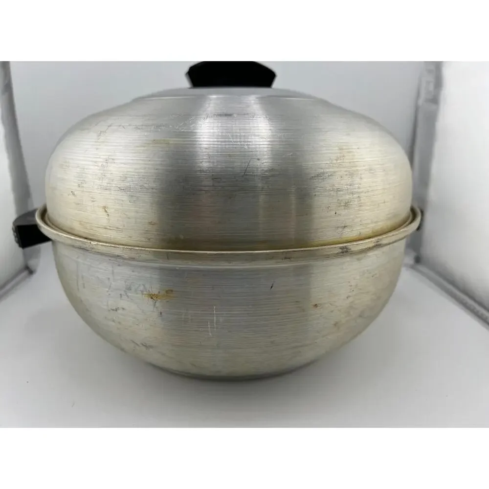 Vintage Silver Aluminum Bread or Bun Warmer 3-Piece‎ Serving Oven